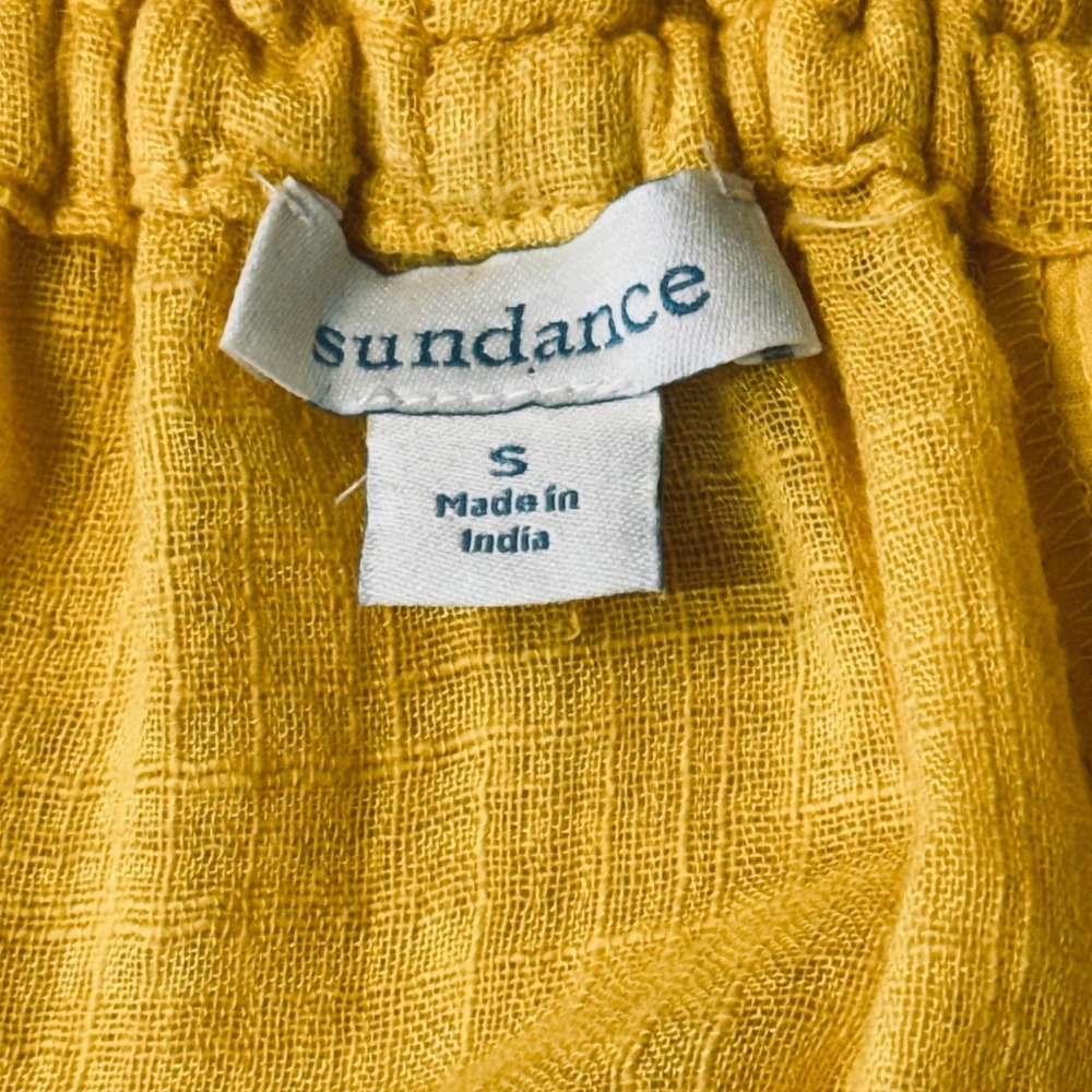 Sundance Golden Yellow Ruffle Tassel Peasant Blouse Size Small Boho Casual GUC - Picture 2 of 13